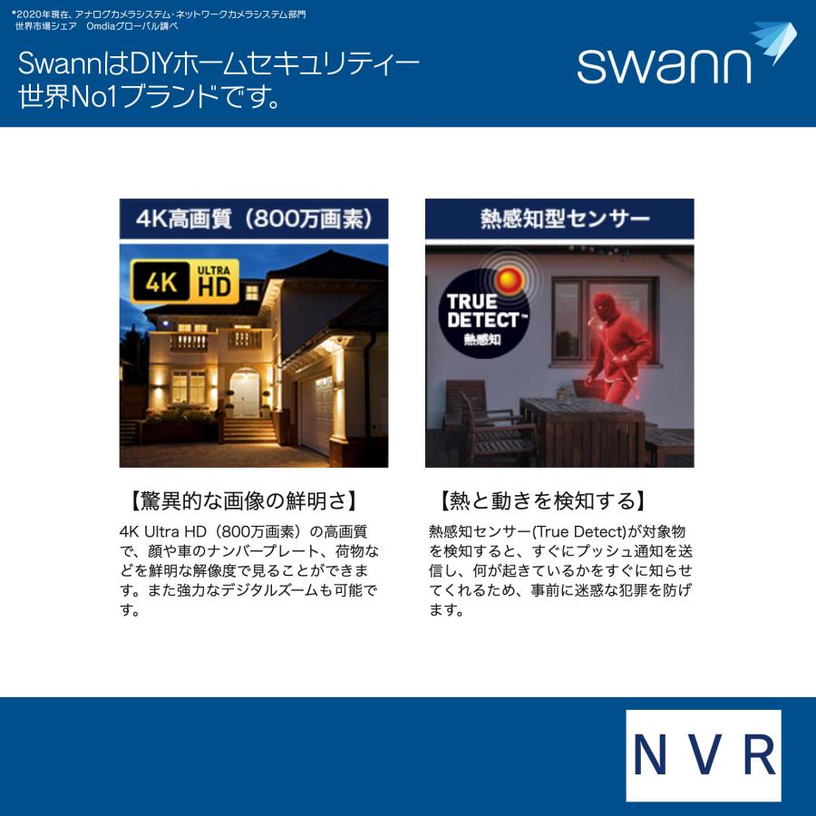 Swann（防犯） Swann セキュリティカメラ NVR 4K 800万画素