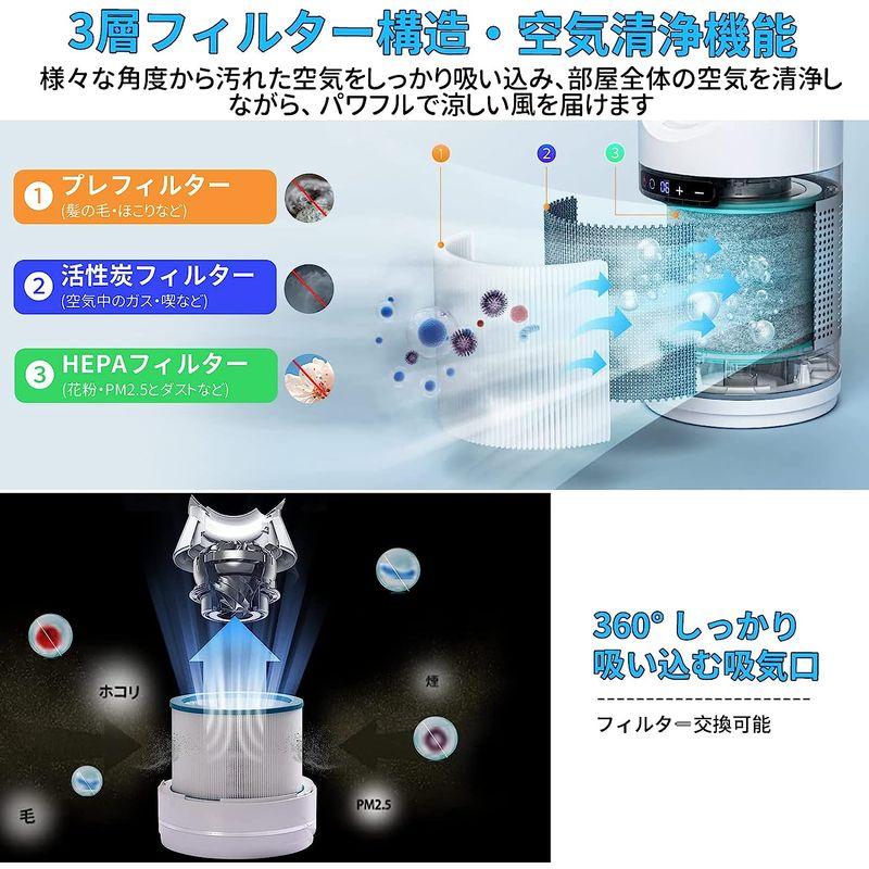 大人気✨羽根なし扇風機✨【温/冷風・空気浄化・一台３役】空気清浄機機能付き 扇風機 タワーファン 羽根なし扇風機温/冷風・空気浄化・一台3