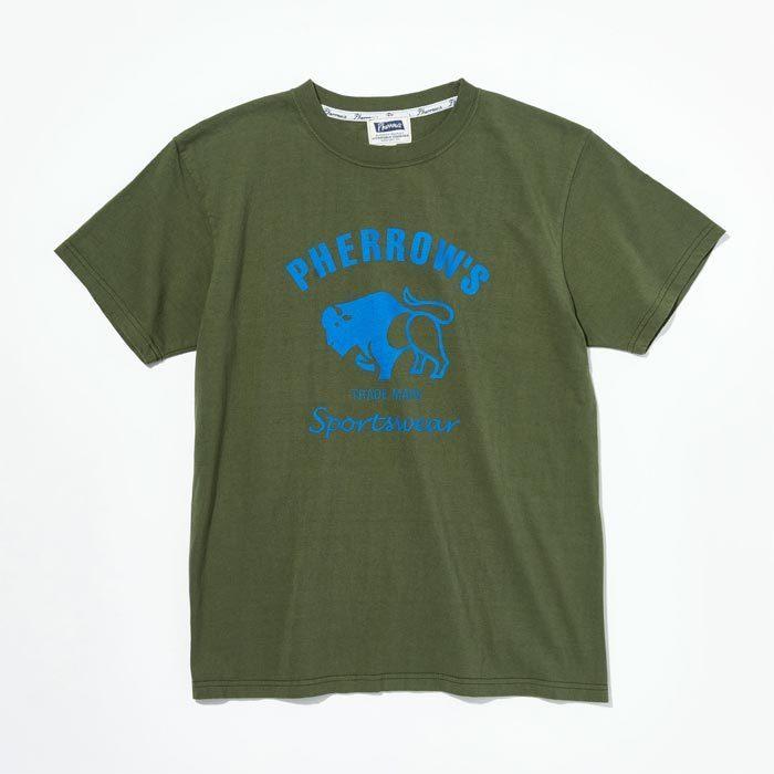 PHERROW'S バッファローロゴ プリントTシャツ メンズ 半袖Tシャツ カットソー 定番シリーズ バッファロープリント PTボディ 21S-PT2 2021年春夏 正規品｜unique-jean｜06