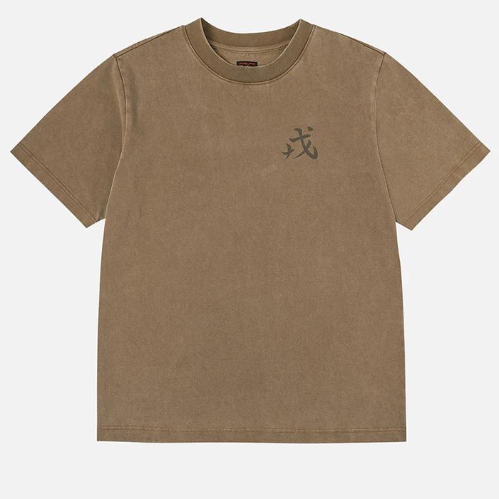 EVISU（エヴィス） カモメプリントリラックスフィットTシャツ:カーキ 