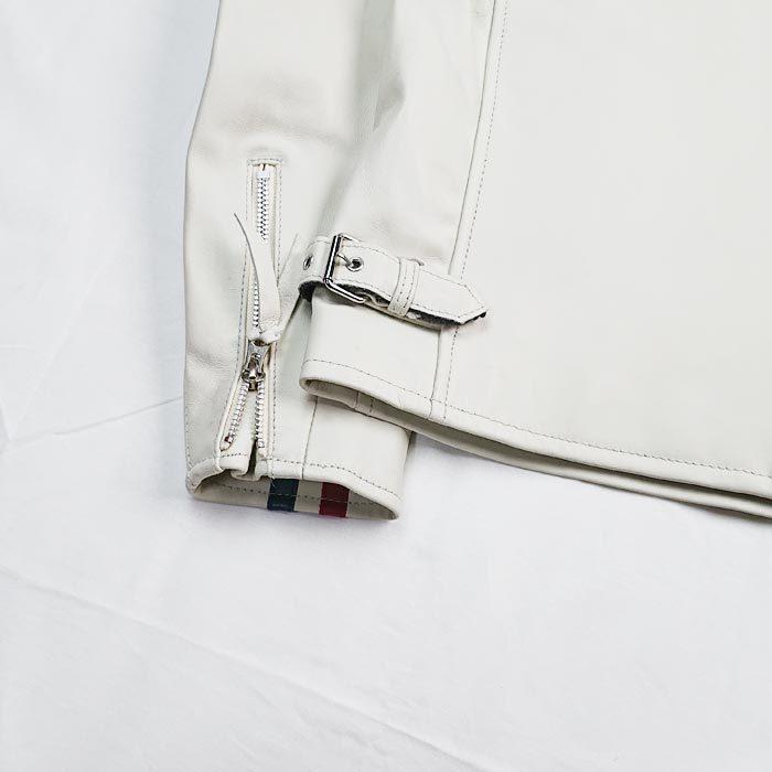 【Schott】クラシックレーサー　ホワイト シープスキン　Sサイズ Schott】クラシックレーサーホワイト シープスキンSサイズ