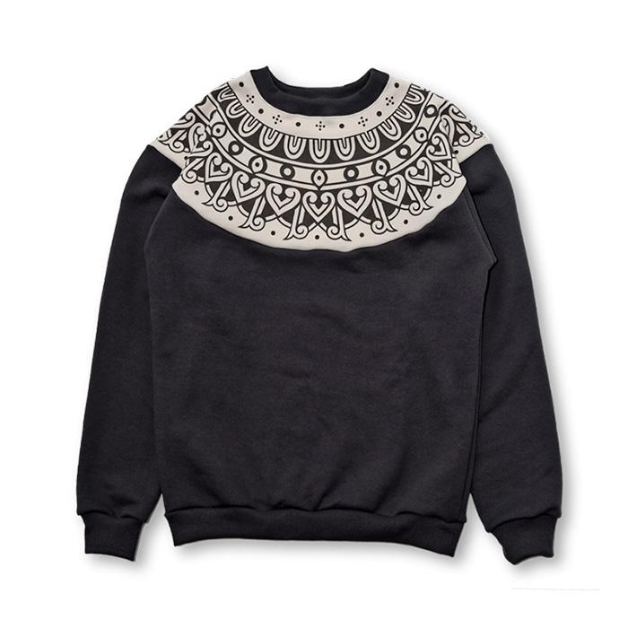 FULLCOUNT フルカウント 3764 Tribal Pattern Sweatshirts Ink.Blk 雪 