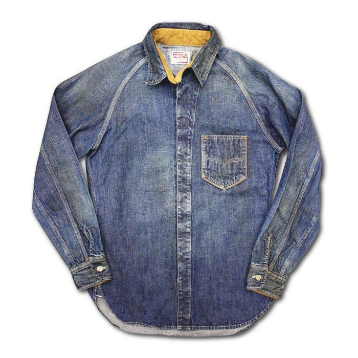 値下げ　DELUXEWARE デニムシャツ XL DELUXEWARE デラックスウエア 7640AG 40s DENIM SHIRT AGING MODEL