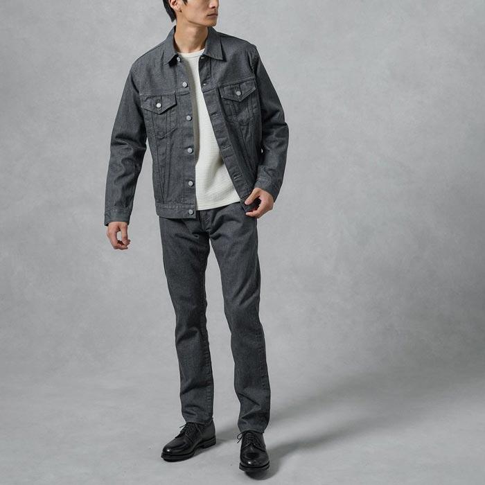 桃太郎ジーンズ　モモタロウジーンズ ウールジャケット グレー 44 未使用品 桃太郎ジーンズ（MOMOTARO JEANS） 14oz.グレーデニム 3rd Type デニム