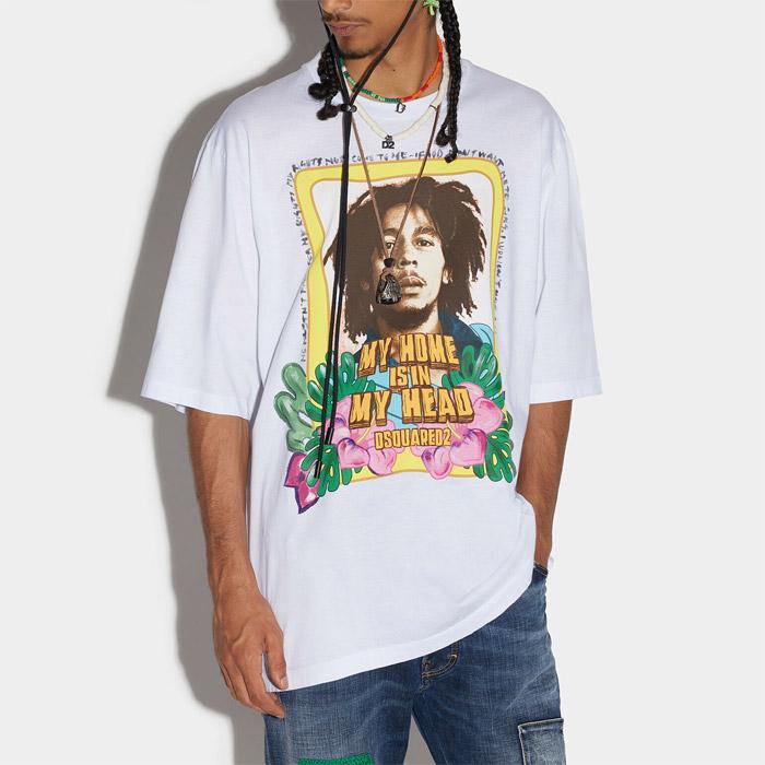 DSQUARED2 ディースクエアード S71GD1270 Bob Marley Skater T-shirt