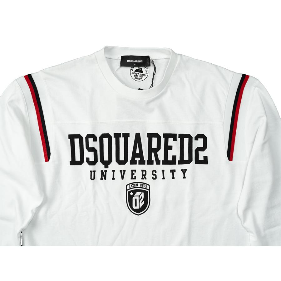 DSQUARED2 ディースクエアード s74gd1218 DSQUARED2 S74GD1218 Varsity Fit Tee ホワイト メンズ ロゴ プリント ロングTシャツ 2025年春夏 送料無料の画像