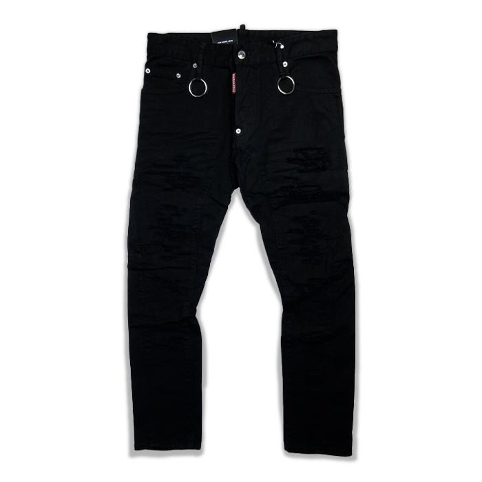 30％OFF DSQUARED2 ディースクエアード S74LB0495 TIDY BIKER JEAN Black ティディバイカージーンズ メンズ ブラック ダメージ 正規品 返品交換不可｜unique-jean