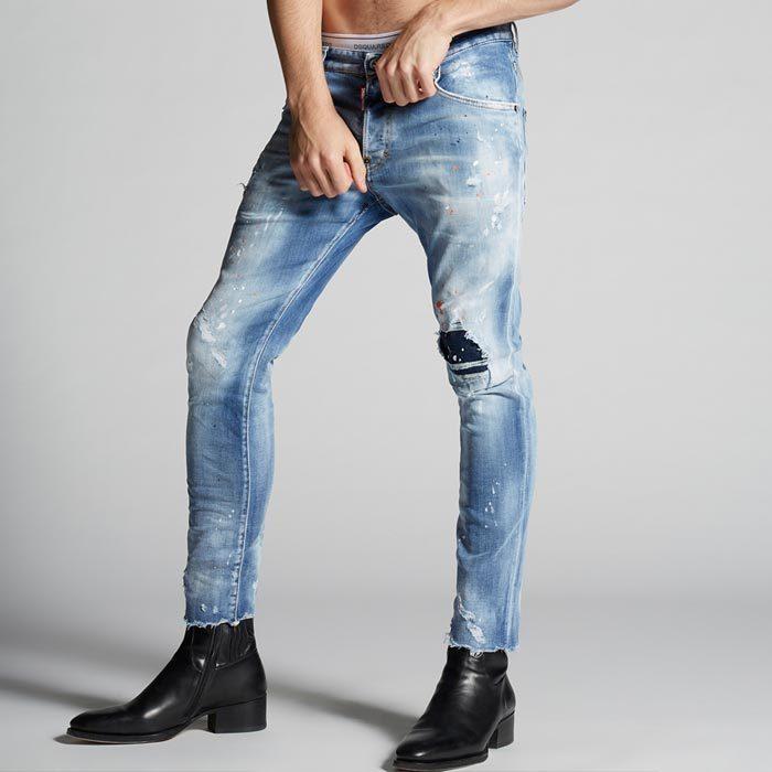 新発 Dsquared2 ディースクエアード メンズ Trash Light Wash Skater Jeans S74lb0807 淡色デニム スケーター ジーンズ デニム Denim 正規品 残りわずか Www Technet 21 Org