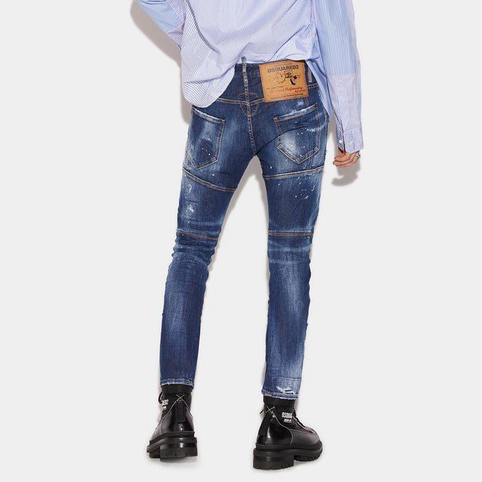 DSQUARED2 ディースクエアード S74LB1043 Dark Ripped Blue Wash Tidy