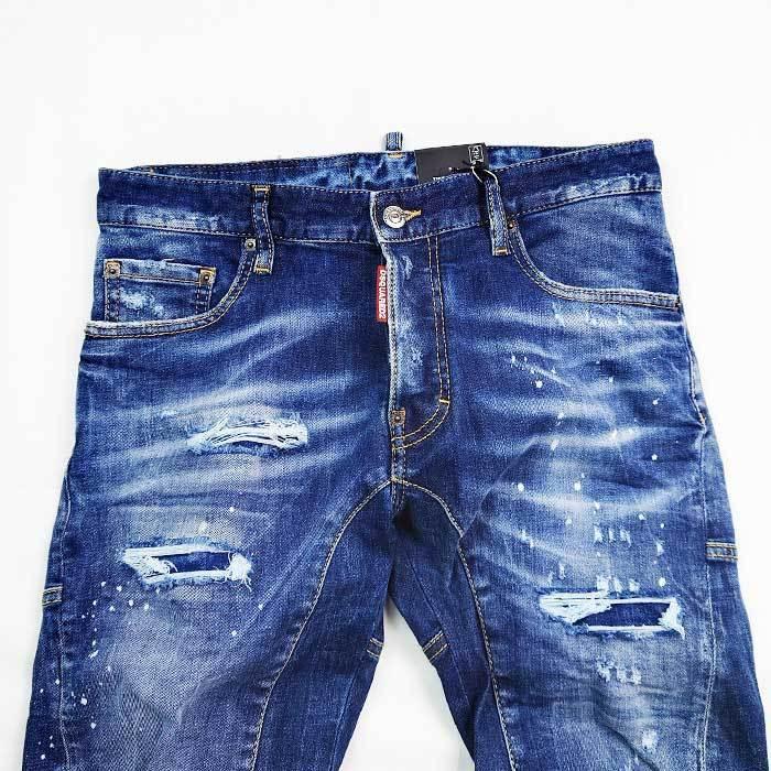 DSQUARED2のスキニーデニム DSQUARED2 ディースクエアード S74LB1043 Dark Ripped Blue Wash