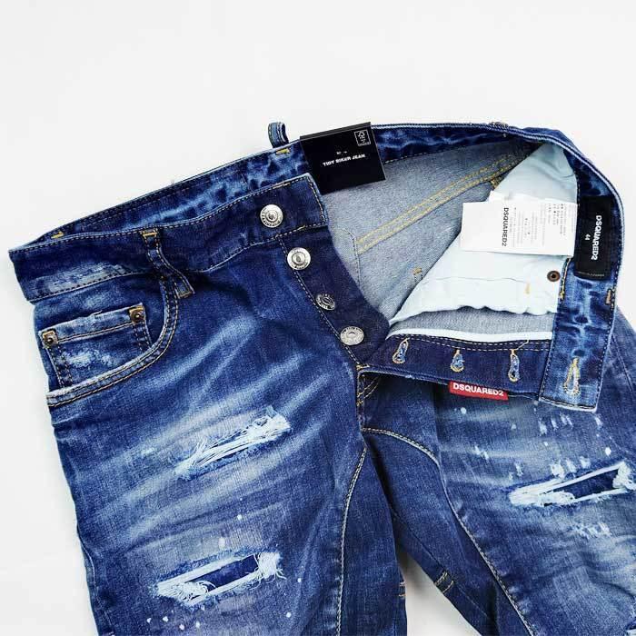 DSQUARED2 ディースクエアード S74LB1043 Dark Ripped Blue Wash Tidy Biker Jeans メンズ スキニー ジーンズ デニム 正規品 2022春夏 送料無料｜unique-jean｜07