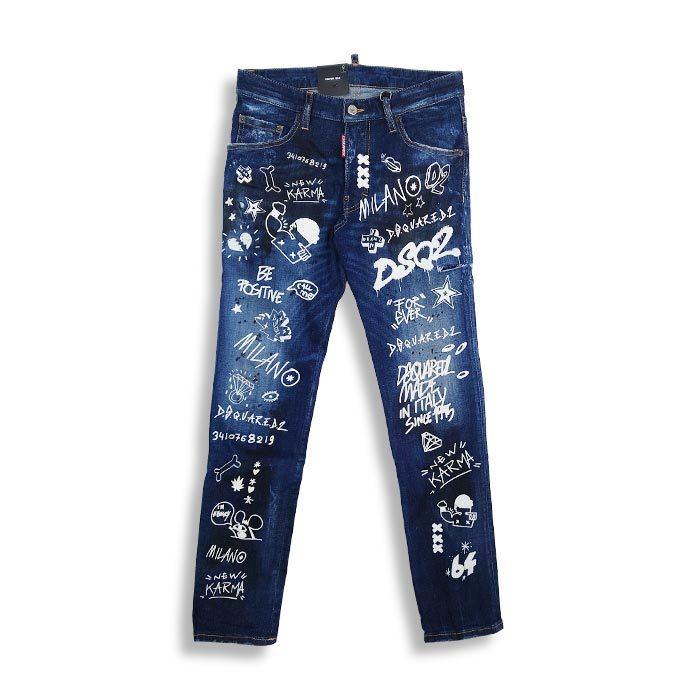 SALE DSQUARED2 ディースクエアード S74LB1099 Dark Graffiti Wash
