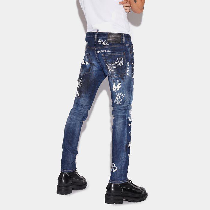SALE DSQUARED2 ディースクエアード S74LB1099 Dark Graffiti Wash