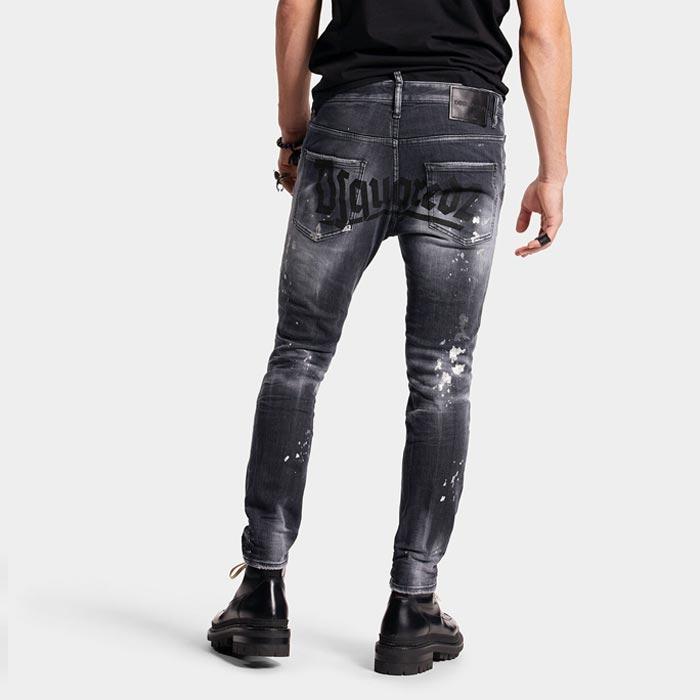 DSQUARED2 ディースクエアード S74LB1296 BLACK WASH SKATER JEANS メンズ デニム ジーンズ スキニー スリム  正規品 2023年春夏 送料無料