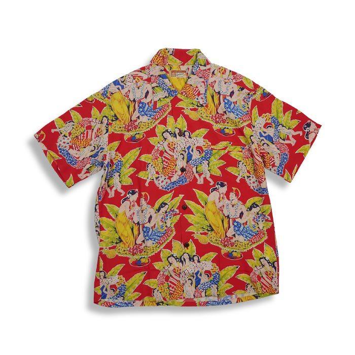 「サンサーフ（スペシャルエディション）」アロハシャツ①‗レッド‗M SUN SURF サンサーフ スペシャル エディション ハワイアン シャツ