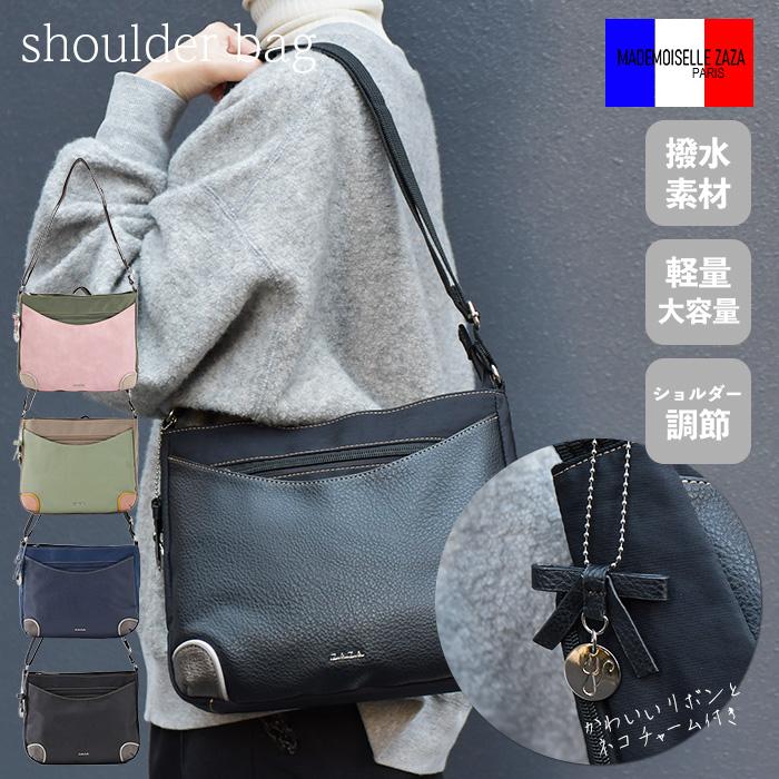 ZAZAリボンチャームショルダーバッグ 猫メダル レディース 女性用