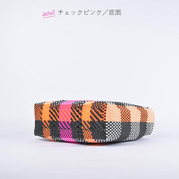 メルカドバッグ M moonbird チェック ピンク かごバッグ カゴバッグ