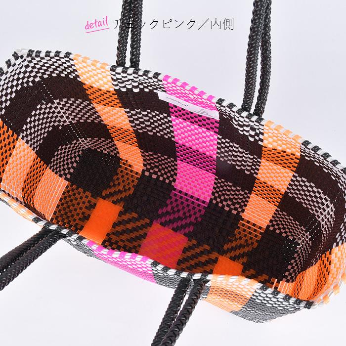 メルカドバッグ M moonbird チェック ピンク かごバッグ カゴバッグ