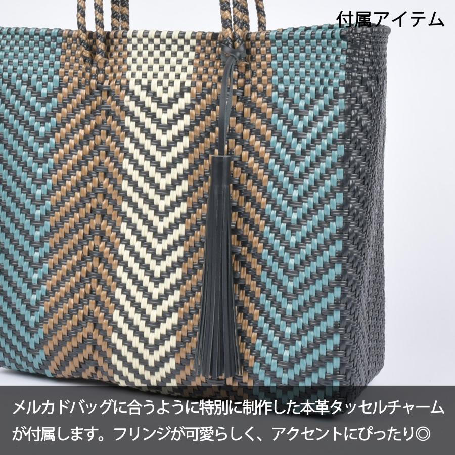 メルカドバッグ Mサイズ ストライプ グリーン ミックス エコ ECO 再生ポリエチレン紐編みメルカドバック メキシコ ハンドメイド RB0018｜uniqute｜14