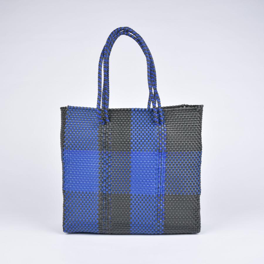 メルカドバッグ Lサイズ チェック ブラック×ネイビー エコ ECO メルカドバッグ Lサイズ チェック ブラック×ネイビー エコ ECO