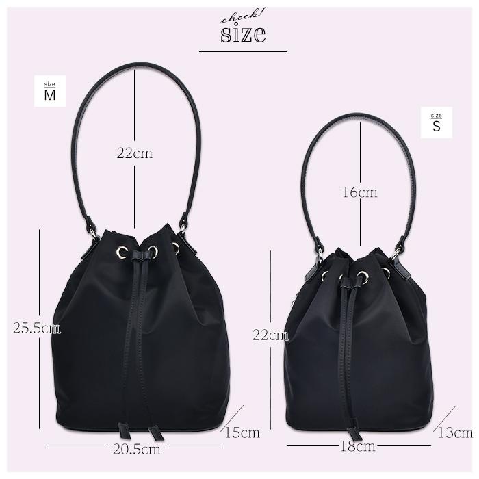 巾着バッグ【Mサイズ】 ナイロン 本革 ショルダーバッグ 高品質