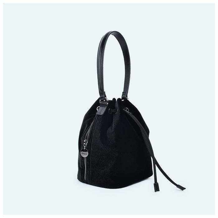 ベロア】Drawstring Bag 巾着バッグ S サイズ 2way ショルダー 斜め