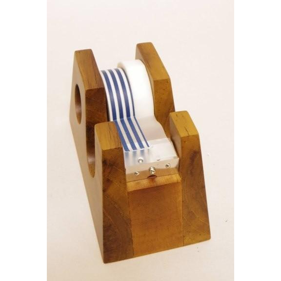 ダブル・テープ・カッター　小巻テープ2本用　木製　チークウッド　マスキング　メンディング　セロテープ