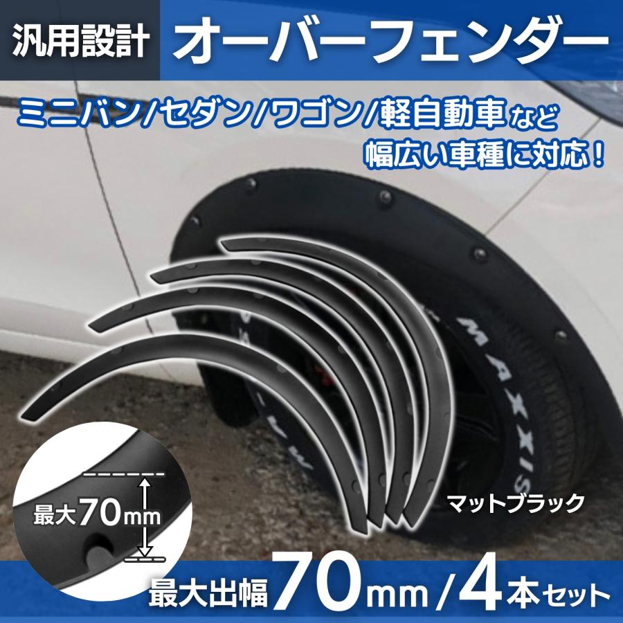 オーバーフェンダー マットブラック 70mm 汎用 オーバーフェンダー