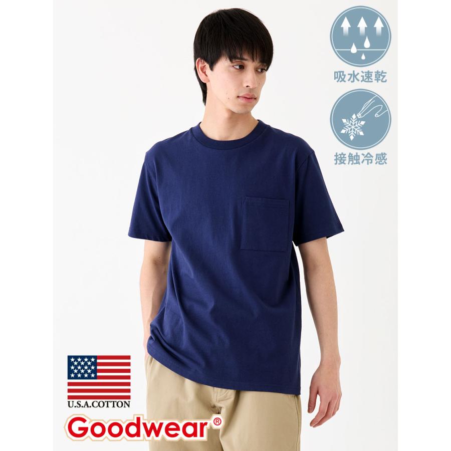 Goodwear（グッドウェア） 公式 吸水速乾ポケットT 無地 メンズ 