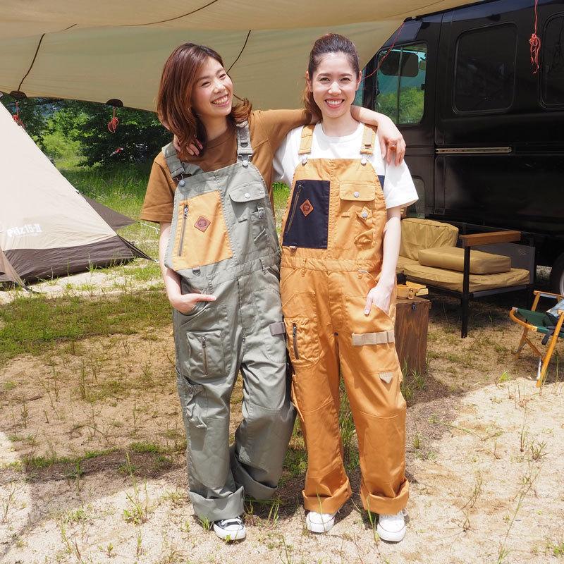 新品 Outdoor オーバーオール ｌサイズ オリーブ キャンプ