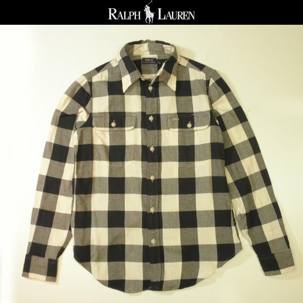 ラルフローレン LADYS バッファローチェックネルシャツ RALPH LAUREN 長袖 レディース Sサイズ[160] グレー×クリーム