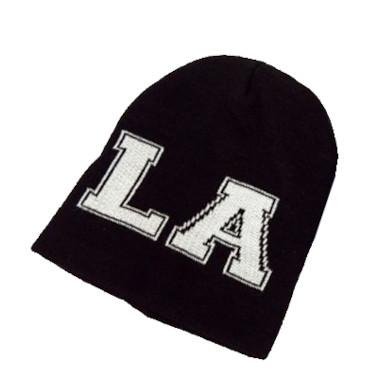 ニットキャップ LAロゴ ブラック ブルー ロサンゼルスドジャースカラー