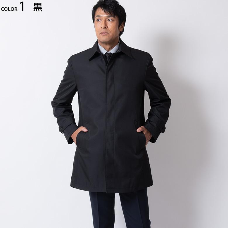 ビジネスコート メンズ ステンカラー ボンディング ハーフコート コート 撥水 黒 市販 暖か 軽量 送料無料 4451 ネイビー ブラック 濃紺