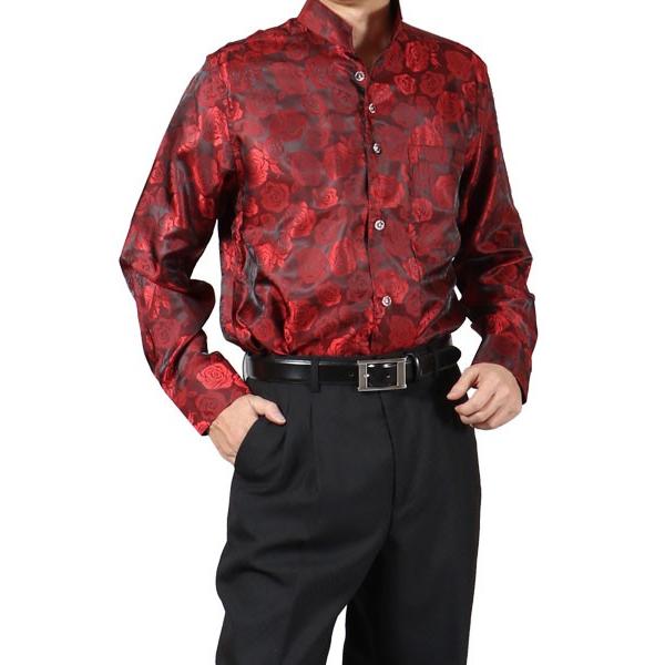ドレスシャツ 長袖 メンズ スタンドカラー ラグジュアリー バラ柄 薔薇柄 マオカラーシャツ ステージ衣装 カラオケ 9068 1 2 3 4 Ds35 メンズスーツ United Gold 通販 Yahoo ショッピング