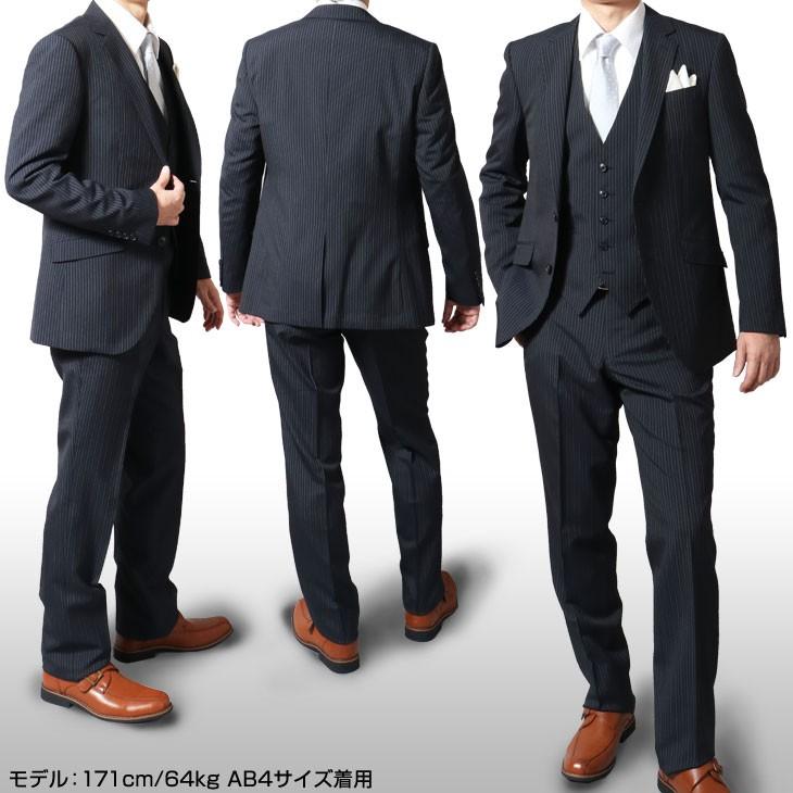 スリーピーススーツ メンズ スリム ストライプ おしゃれ メンズスーツ