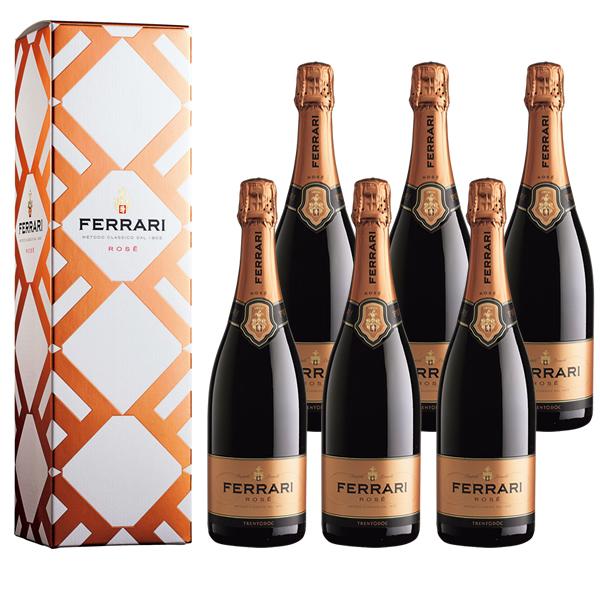 フェッラーリ ロゼ 750ml ワイン スパークリング イタリア 泡 辛口 ロゼ 6本セット ギフトボックス付き（フェラーリ） | 