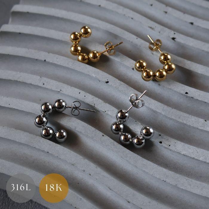 つぶつぶピアス サージカルステンレス 18K 18金 316L 小粒ピアス 