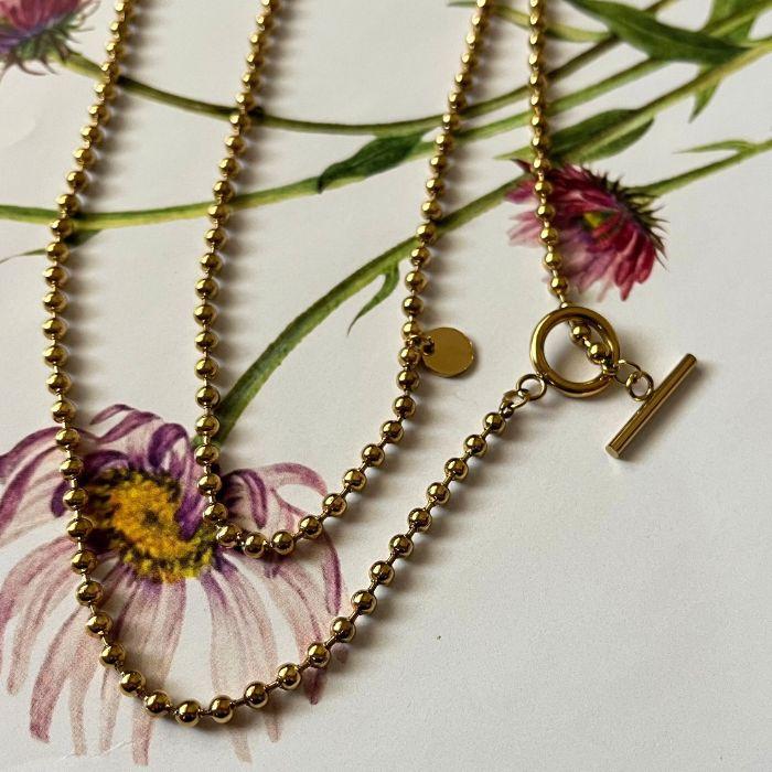 ロングネックレス 3WAY サージカルステンレス 18K ボールチェーン