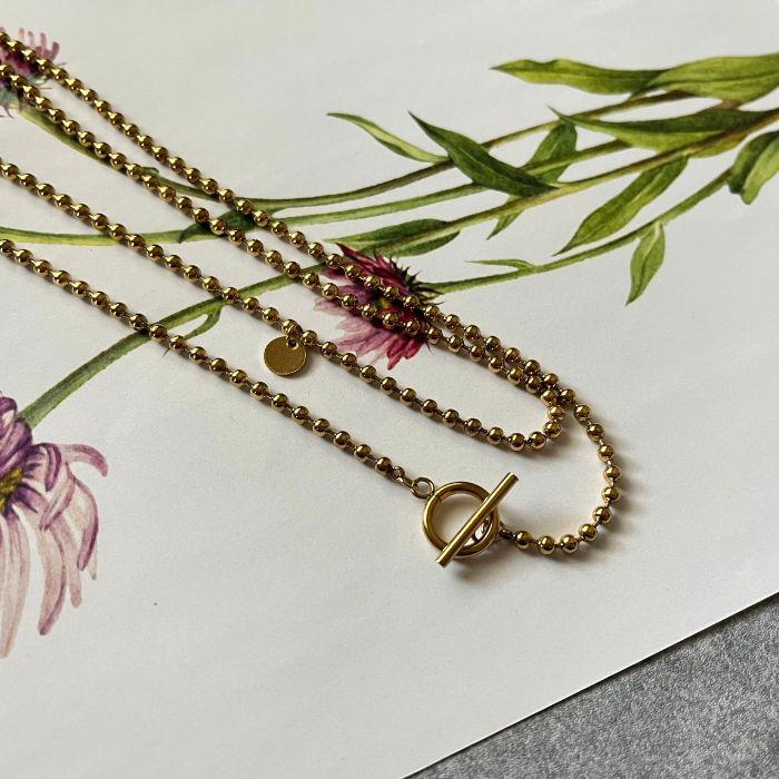 ロングネックレス 3WAY サージカルステンレス 18K ボールチェーン
