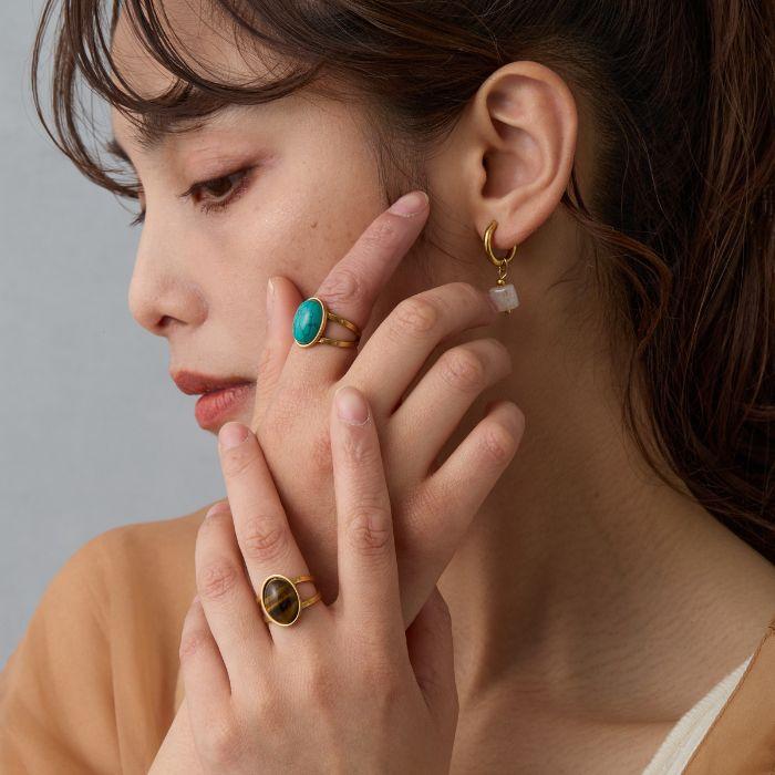 リング 天然石 パワーストーン サージカルステンレス製 18K 18金