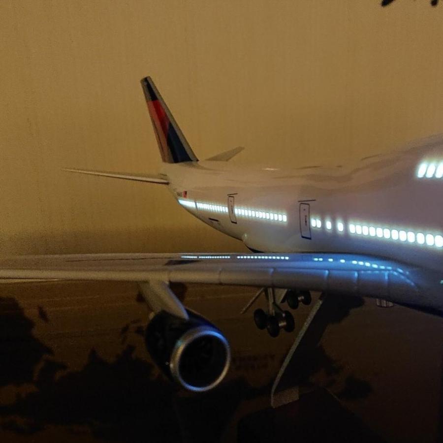 信憑 デルタ航空 アラビア 模型 飛行機 LED点灯 USB充電 ライト スタンド付