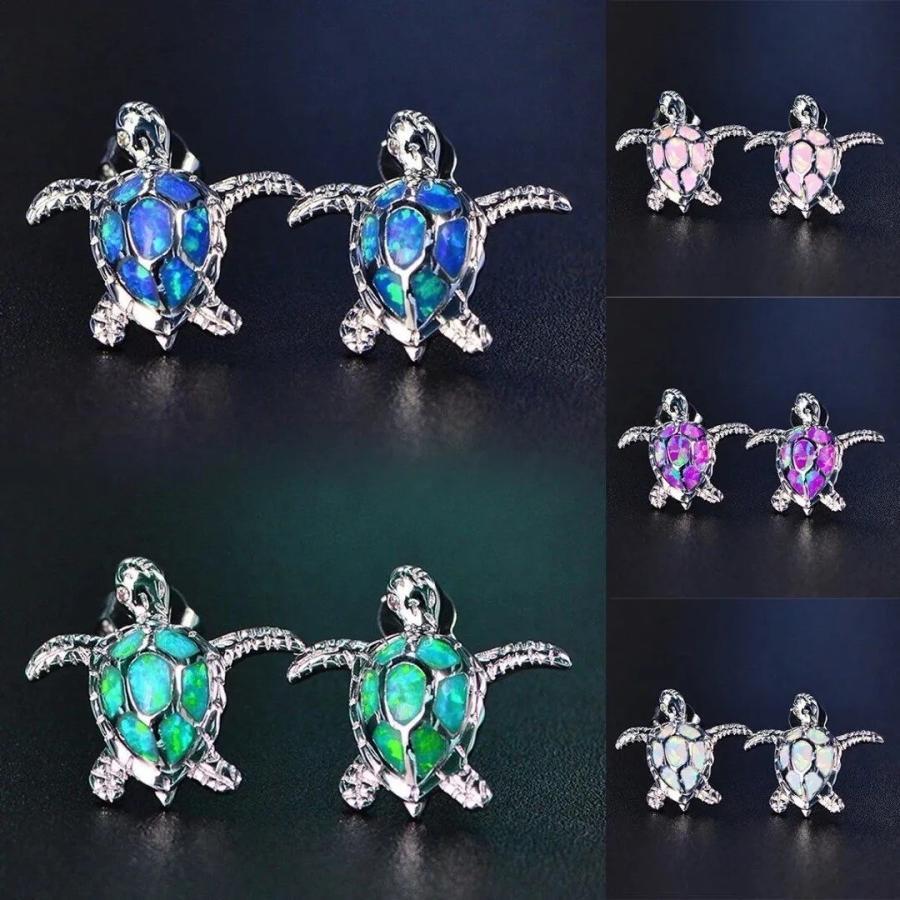 天然オパール　ハワイアンピアス　ホヌ ホヌ 海亀 ピアス オパール ハワイアンジュエリー 平和の象徴