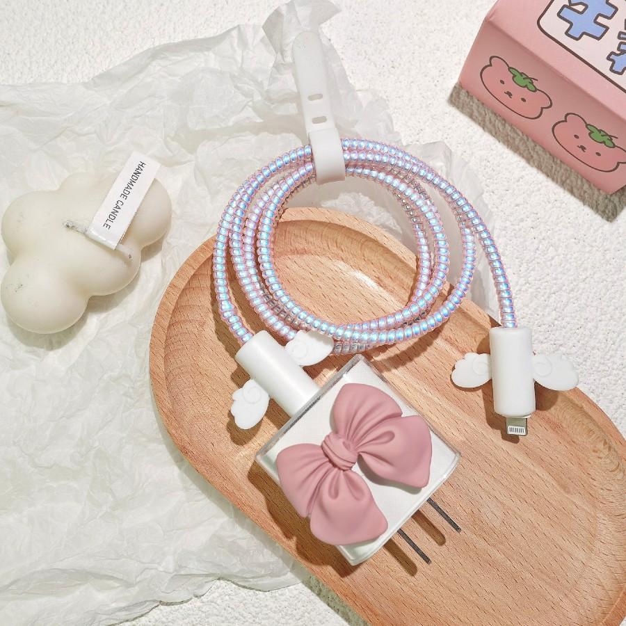 保護カバー 断線防止 折り防止 iPhone 充電ケーブル リボン