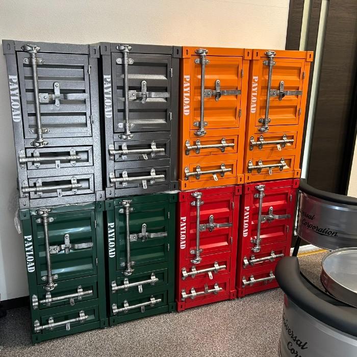 キャビネット 棚 ヴィンテージ加工 スチール コンテナ 収納 鍵付き