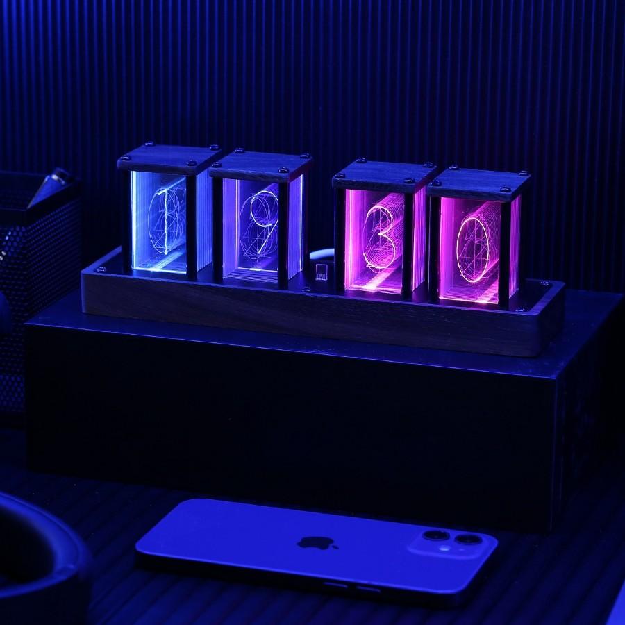 卓上時計 ニキシー管時計 目覚まし 時計 クロック LED 木製 モダン 卓上 卓上時計 ニキシー管時計 目覚まし 時計 木製 クロック LED RGB