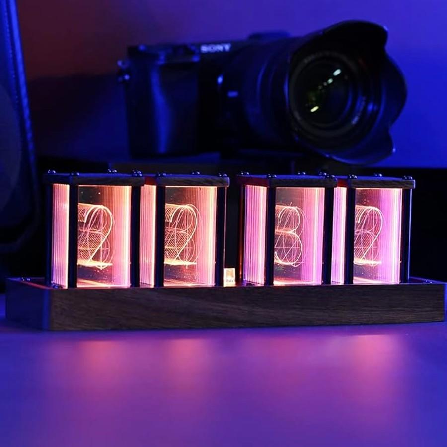 卓上時計 ニキシー管時計 目覚まし 時計 クロック LED 木製 モダン 卓上 卓上時計 ニキシー管時計 目覚まし 時計 木製 クロック LED RGB