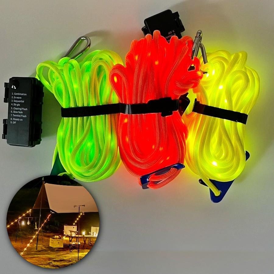 10m ロープライト テントロープ 光るロープ LED 防水 アウトドア