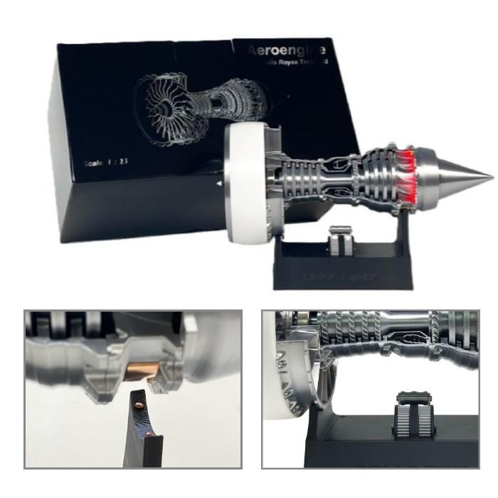 A 航空機 エンジン 模型 完成品 飛行機タービン 回転 出力レバー 速度