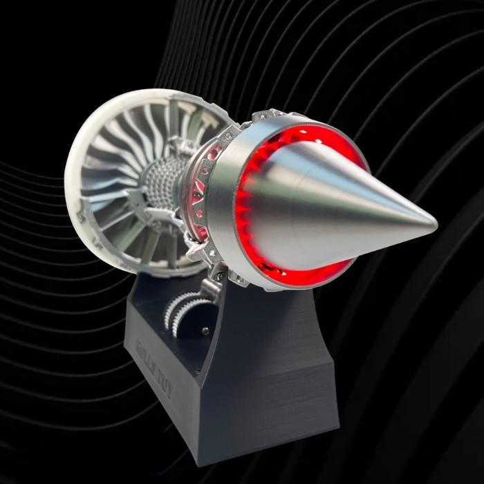 A 航空機 エンジン 模型 完成品 飛行機タービン 回転 出力レバー 速度