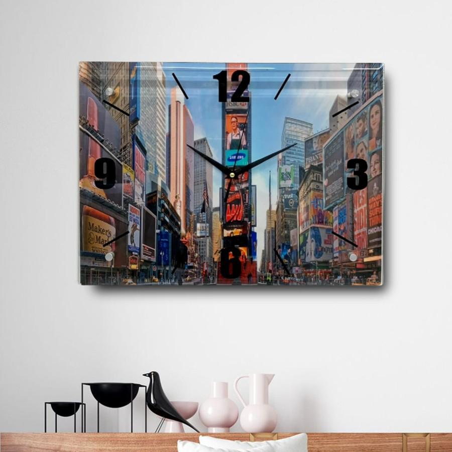 一点もの ガラス ウォールクロック 壁掛け時計 アメリカ雑貨 NYC タイムズスクエア USA アメリカ土産 おしゃれ カフェ風 ガラス